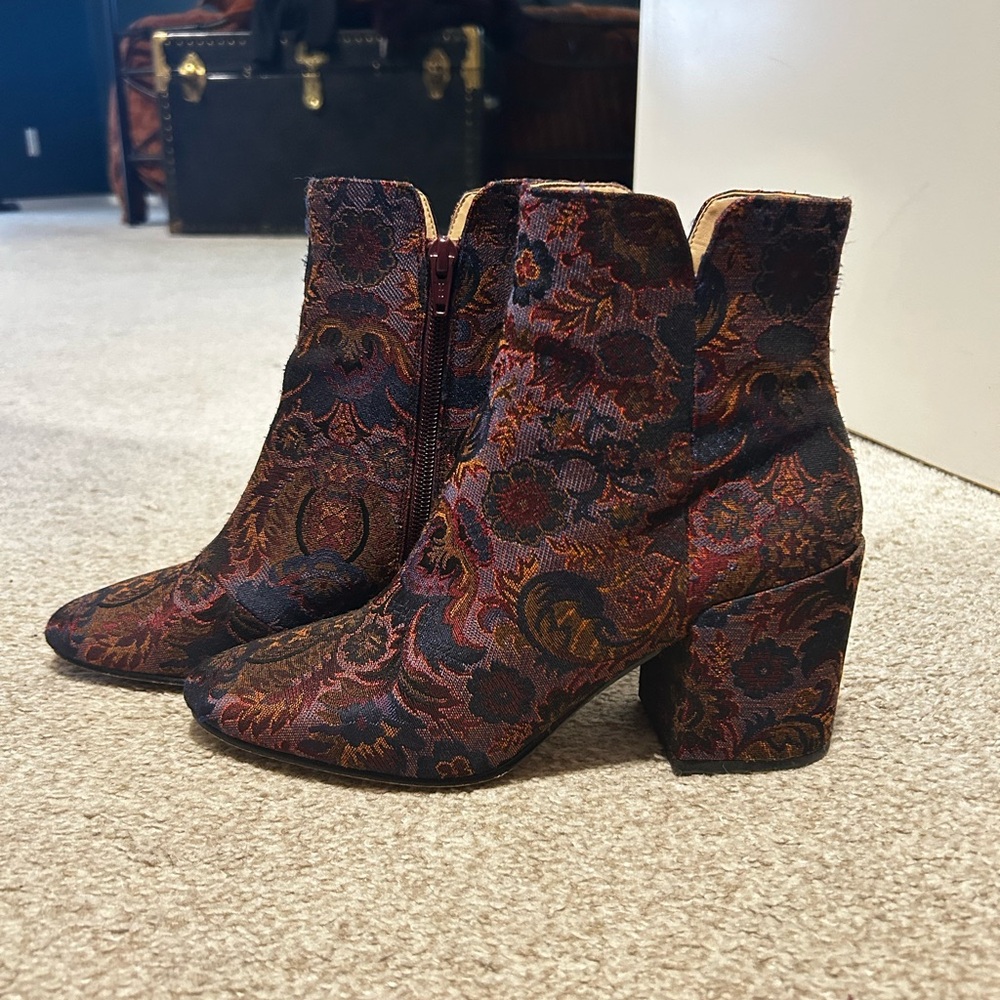 Aldo Multicolor Brocade Ankle Boots